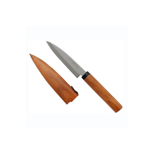 KAI Select Früchtemesser mit Holzscheide und Kirschbaumholzgriff - rostfreier SUS420J2 Edelstahl - Klingenlänge 9 cm, Gesamtlänge 20,5 cm - Universalmesser Obstmesser Schälmesser von Kai