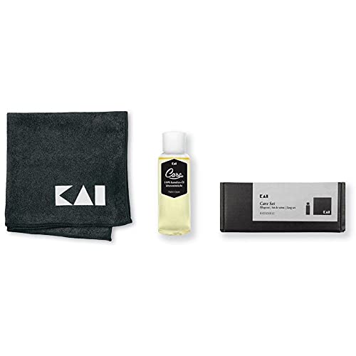 KAI Japanisches Kamelien-Öl (100 ml, 100% lebensmittelecht), Microfaser Pflegetuch (40 x 40 cm) professionelle Klingenpflege aus Japan von KAI