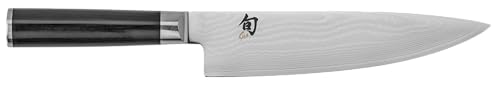 KAI Shun Classic japanisches Kochmesser 20 cm Klingenlänge - Damastmesser 32 Lagen VG MAX Kern - 61 (±1) HRC - Pakkaholzgriff - Made in Japan - Küchenmesser Chefmesser Universalmesser geschmiedet von Shun