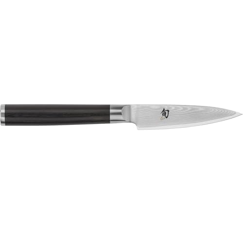 KAI Shun Classic japanisches Officemesser 9 cm Klingenlänge - Damastmesser 32 Lagen VG MAX Kern - 61 (±1) HRC - Pakkaholzgriff - Made in Japan - Gemüsemesser Schälmesser Spickmesser geschmiedet von Shun