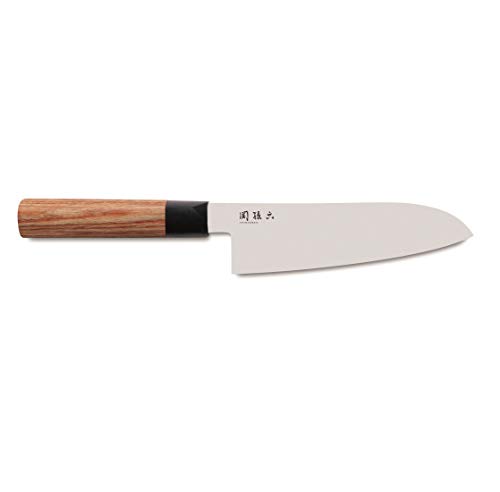KAI Seki Magoroku Redwood Santoku Messer 17,0 cm Klingenlänge - 1K6 Edelstahl mit 57 (±1) HRC - hochglanzpolierte Klinge - Pakkaholz Red Wood - Handgefertigt in Japan - Durchgehender Erl von KAI