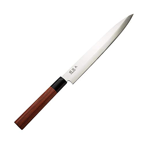 KAI Seki Magoroku Redwood Yanagiba 21,0 cm Klingenlänge - 1K6 Edelstahl mit 57 (±1) HRC - hochglanzpolierte Klinge - Pakkaholz Red Wood - Handgefertigt in Japan - Durchgehender Erl von KAI