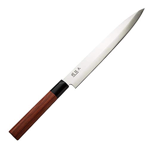 KAI Seki Magoroku Redwood Yanagiba 24,0 cm Klingenlänge - 1K6 Edelstahl mit 57 (±1) HRC - hochglanzpolierte Klinge - Pakkaholz Red Wood - Handgefertigt in Japan - Durchgehender Erl von Kai