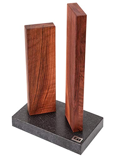 KAI magnetischer Messerblock klein Stoneheng aus Walnuss mit Granitboden - Premium Holz - Platz für 4 Messer - Abmessung 18 x 10 x 28-30 cm von KAI