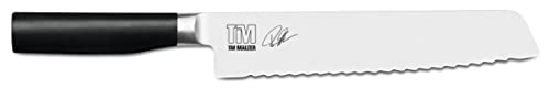 KAI Tim Mälzer Kamagata japanisches Brotmesser 23,0 cm Klingenlänge - rostfreier 4116 Edelstahl geschmiedet - 56 (±1) HRC - polierter POM Griff - Universalmesser mit Welle - Made in Japan von KAI