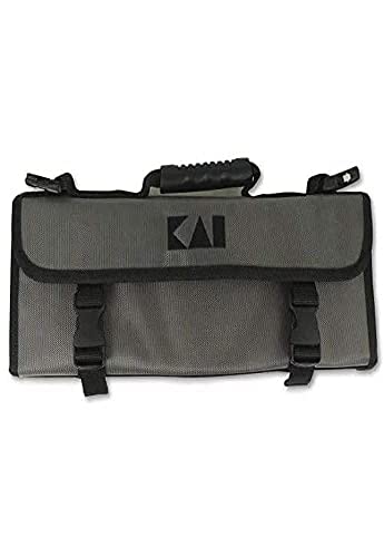 KAI Shun Premium kleine Messertasche für 4 große und 3 kleine Messer, Abmessungen Geöffnet 46 x 47 cm, Geschlossen 46 x 16 x 7 cm - Kochmessertasche Küchenmessertasche von KAI