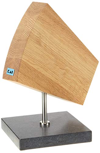 KAI drehbarer Messerblock 360° aus Eiche mit Granitboden - Premium Holz - Platz für für 6-8 Messer, zweiseitig magnetisch - Abmessung 31 x 18 x 34 cm von KAI
