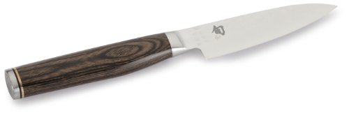 KAI Shun Premier Tim Mälzer japanisches Officemesser 10 cm Klingenlänge - VG-MAX Kern 61 (±1) HRC, 32 Lagen Damast hochglanzpoliert - Pakkaholz mittelbraun - Hammerschlagoberfläche - Made in Japan von KAI