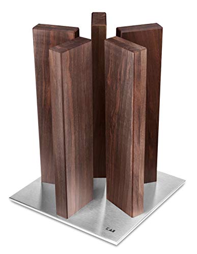 KAI magnetischer Messerblock Stonehenge aus Walnussholz mit Edelstahlboden - Premium Holz - Platz für 10 Messer - Abmessung 21 x 21 x 28-30 cm, Braun von KAI