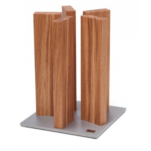 KAI magnetischer Messerblock Stonehenge aus Eiche mit Edelstahlboden - Premium Holz - Platz für 10 Messer - Abmessung 21 x 21 x 28-30 cm von KAI