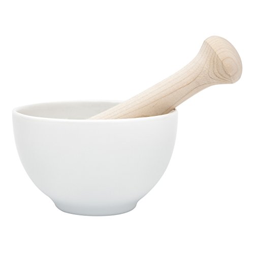 KAI Select japanischer Mörser mit Stößel aus Buche - Porzellanschale mit Abmessung 10,2 x 6,2 cm von KAI
