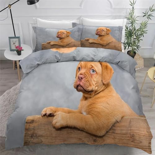 Bordeauxdogge BettwäSche 200x220 3teilig Bettbezug Khaki BettwäSche-Sets 200 x 220 cm und 2 KissenbezüGe 80x80 cm, BettwäSche Set füR Doppelbett mit ReißVerschluss von KaiHeBeding