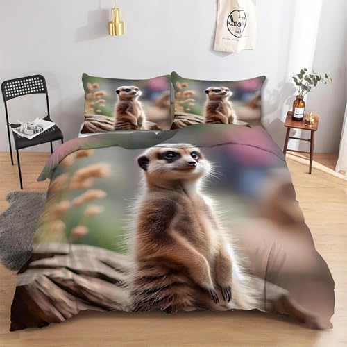KaiHeBeding ErdmäNnchen BettwäSche 155x220 3teilig Bettbezug Tier BettwäSche-Sets 155 x 220 cm und 2 KissenbezüGe 80x80 cm, BettwäSche Set füR Einzelbett mit ReißVerschluss KaiHeBeding ErdmäNnchen BettwäSche 155x220 3teilig Bettbezug Tier BettwäSche-Sets 155 x 220 cm und 2 KissenbezüGe 80x80 cm, BettwäSche Set füR Einzelbett mit ReißVerschluss von KaiHeBeding