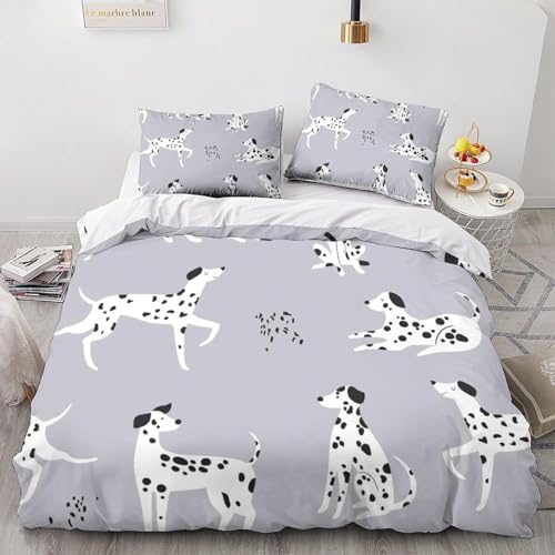 KaiHeBeding Grau BettwäSche 155x220 3teilig Bettbezug Dalmatiner BettwäSche-Sets 155 x 220 cm und 2 KissenbezüGe 80x80 cm, BettwäSche Set füR Einzelbett mit ReißVerschluss KaiHeBeding Grau BettwäSche 155x220 3teilig Bettbezug Dalmatiner BettwäSche-Sets 155 x 220 cm und 2 KissenbezüGe 80x80 cm, BettwäSche Set füR Einzelbett mit ReißVerschluss von KaiHeBeding