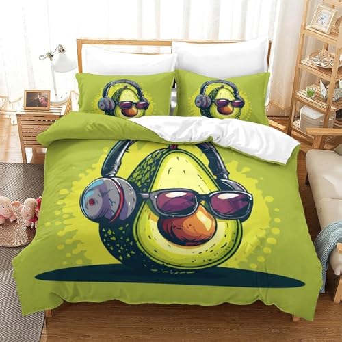 KaiHeBeding GrüN BettwäSche 135x200 Avocado BettwäSche-Sets Weich BüGelfrei Bettbezug und Kissenbezug 80x80 BettwäSche Set mit ReißVerschluss füR Einzelbett von KaiHeBeding