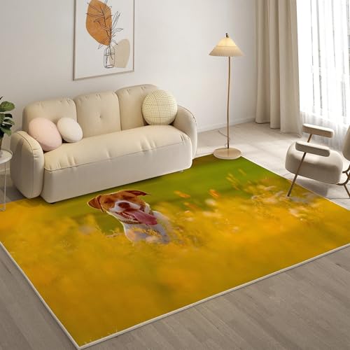 KaiHeBeding Kuscheliger Kurzflor Teppich Wohnzimmer, Beagle Anti-Rutsch Unterseite Teppich, Waschbar Bis 30 Grad, Super Soft,Pflegeleicht und Robust Felloptik, Haustiere ，120x170cm von KaiHeBeding