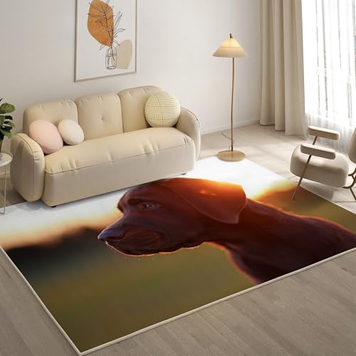 KaiHeBeding Kuscheliger Kurzflor Teppich Wohnzimmer, Labrador Retriever Anti-Rutsch Unterseite Teppich, Waschbar Bis 30 Grad, Super Soft,Pflegeleicht und Robust Felloptik, Hund ，120x180cm von KaiHeBeding