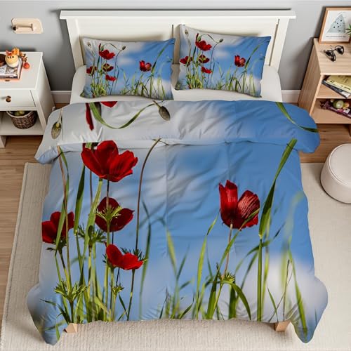 KaiHeBeding Mohn BettwäSche 135x200 Blumen und Gras BettwäSche-Sets Weich BüGelfrei Bettbezug und Kissenbezug 80x80 BettwäSche Set mit ReißVerschluss füR Einzelbett KaiHeBeding Mohn BettwäSche 135x200 Blumen und Gras BettwäSche-Sets Weich BüGelfrei Bettbezug und Kissenbezug 80x80 BettwäSche Set mit ReißVerschluss füR Einzelbett von KaiHeBeding