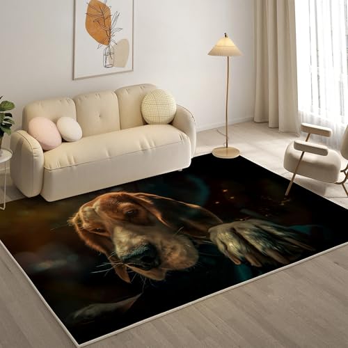 KaiHeBeding Teppich 200x300, Waschbar Anti-Rutsch Extra GroßE Teppiche, Basset Hound Moderner Kurzflor Teppich Wohnzimmer Schlafzimmer mit, Haustiere von KaiHeBeding