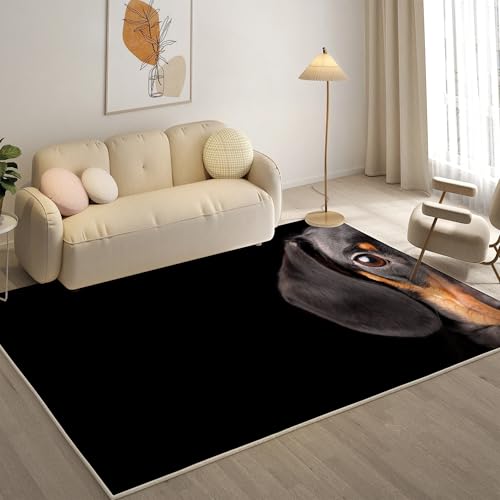 KaiHeBeding Teppich 200x300, Waschbar Anti-Rutsch Extra GroßE Teppiche, Dackel Moderner Kurzflor Teppich Wohnzimmer Schlafzimmer mit, Hund von KaiHeBeding