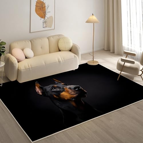 KaiHeBeding Teppich 200x300, Waschbar Anti-Rutsch Extra GroßE Teppiche, Dobermann Moderner Kurzflor Teppich Wohnzimmer Schlafzimmer mit, Tier von KaiHeBeding
