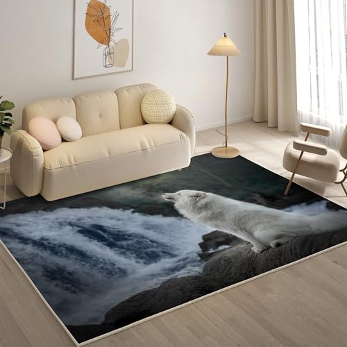 KaiHeBeding Teppich 200x300, Waschbar Anti-Rutsch Extra GroßE Teppiche, Samojede Moderner Kurzflor Teppich Wohnzimmer Schlafzimmer mit, Haustiere von KaiHeBeding