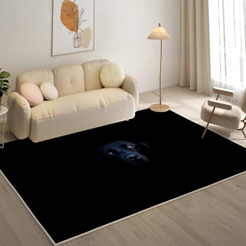 KaiHeBeding Teppich 200x300, Waschbar Anti-Rutsch Extra GroßE Teppiche, Schwarz Moderner Kurzflor Teppich Wohnzimmer Schlafzimmer mit, Labrador von KaiHeBeding