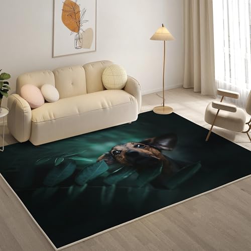 KaiHeBeding Teppich 200x300, Waschbar Anti-Rutsch Extra GroßE Teppiche, Zwerghirsch Moderner Kurzflor Teppich Wohnzimmer Schlafzimmer mit, Haustiere von KaiHeBeding