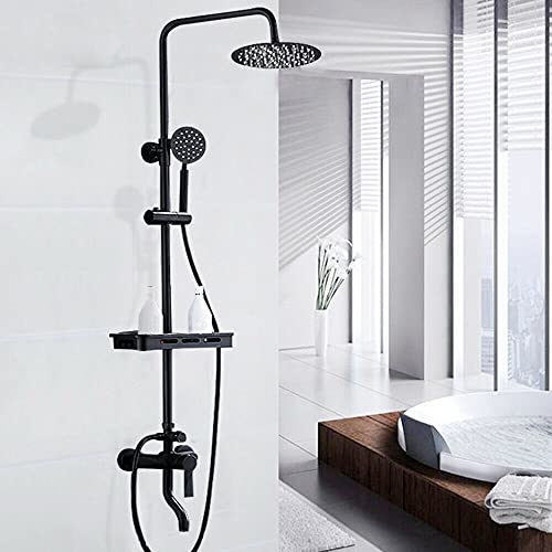Duschsystem, Retro Schwarz Regendusche Rund Duscharmatur Duschgarnitur Überkopfbrauseset mit Handbrause Duscharmatur Chrom Duschsystem, Retro Schwarz Regendusche Rund Duscharmatur Duschgarnitur Überkopfbrauseset mit Handbrause Duscharmatur Chrom von Kaibrite