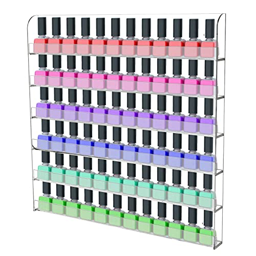 Kaibrite 6-lagiger Nagellackregal Wandregal Acryl Nagellack Organizer und Aufbewahrung transparentes Wandregalhalter Halter Wand Präsentationsständer Wandregal 96 Flasche von Kaibrite