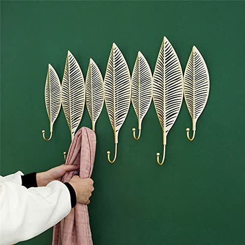 Kaibrite Gold Hakenleiste aus Metall mit 7 Hooks Wandgarderobe Metall Wandgarderobenhaken Golden Blätter Kleiderhaken Mehrzweck 65 * 42 * 6cm von Kaibrite