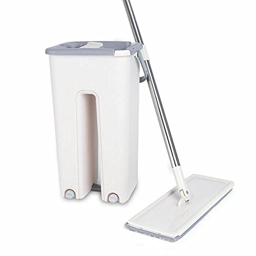 Kaibrite Wischmopp und Putzeimer Set,Putzeimer mit Wischmop und 10 Wiederverwendbares Wischpadszum, einfachen Auswringen Für Die Bodenreinigung von Kaibrite