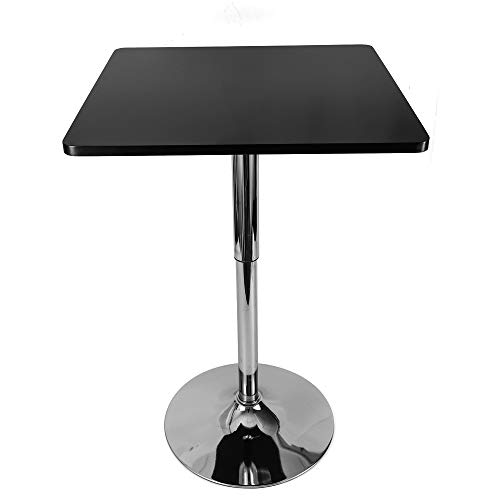 Kaichenyt Bistrotisch, Square Bar Tisch Höhenverstellbar 27.5-35.4" Stehtisch Edelstahl Schreibtisch Computertisch Drehtisch 23,6 x 23,6 x 0,7 Zoll (LxBxDicke) Schwarz von Kaichenyt