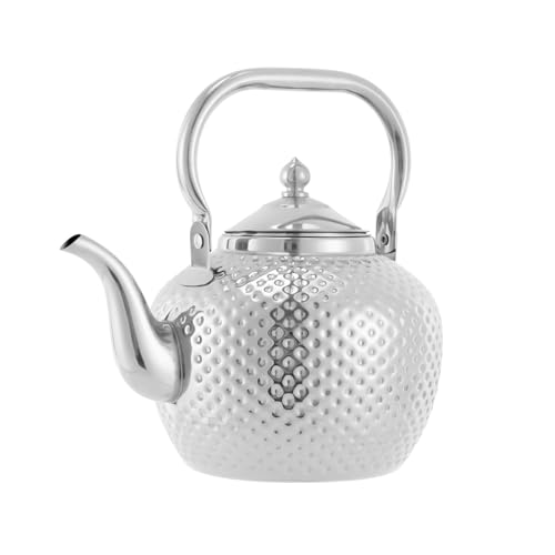 Kaichenyt Edelstahl Teekanne, 2 Liter Teekessel mit Siebeinsatz und Anti Verbrühung Griff für Induktion Gasherd etc Modern Teapot Gold-Silber (SLIBER) von Kaichenyt