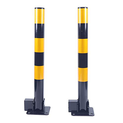 Kaichenyt Parkplatzabsperrung, Rammschutz Parkpfosten Robuster Anfahrschutz 2er-Set Absperrpfosten klappbar Stahlfuß Stahl Robust Poller Stabil Park Höhe 600 mm Durchmesser 6mm von Kaichenyt