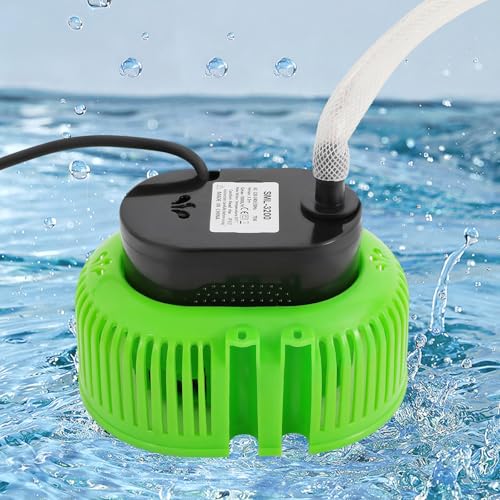 Kaichenyt Schmutzwasser-Tauchpumpe, Poolabdeckpumpen 75W 3000L/H mit Drei Auslässe Maximalen Förderhöhe von 10,5 Fuß IPX8-Wasserdichtigkeit für Brunnen Grün, Schwarz von Kaichenyt