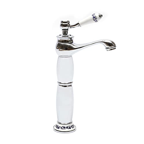 Kaichenyt Wasserhahn Retro, Messing Mischbatterie Waschtischarmatur Wasserhahn für Bad Einhebelmischer Höhe 30 cm 2 Farben Verfügbar (silber) von Kaichenyt