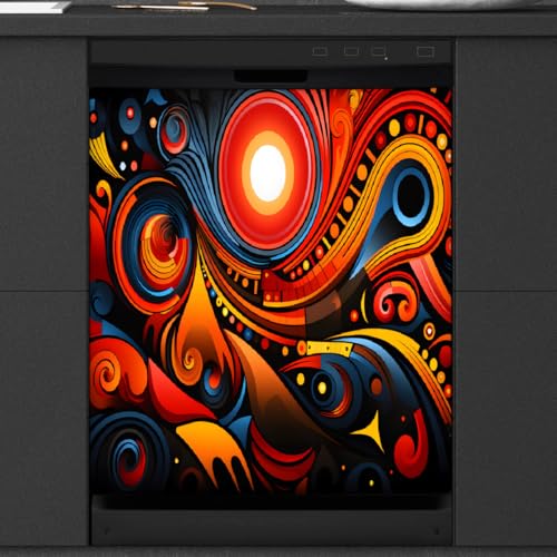Geschirrspüler-Magnetabdeckung für Haustür, dekorativ, abstrakter Stil, Sonnenkühlschrankabdeckungen, magnetischer Aufkleber für Küchengeräte, 58,4 x 66 cm Geschirrspüler-Magnetabdeckung für Haustür, dekorativ, abstrakter Stil, Sonnenkühlschrankabdeckungen, magnetischer Aufkleber für Küchengeräte, 58,4 x 66 cm von Kaifanee