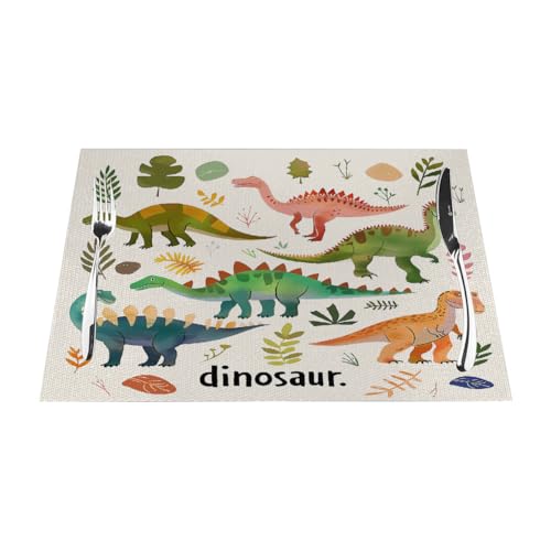 Hitzebeständige, rutschfeste Tischsets für den Esstisch, Dinosaurier-Cartoon, lustiges Dino, für drinnen und draußen, waschbar, abwischbar Hitzebeständige, rutschfeste Tischsets für den Esstisch, Dinosaurier-Cartoon, lustiges Dino, für drinnen und draußen, waschbar, abwischbar von Kaifanee