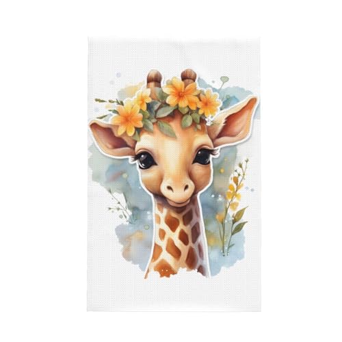 Kaifanee Küchentücher, Waffelgewebe, schöne Giraffe mit Blumen, lustiger Cartoon-Druck, ultra-saugfähig und schnell trocknend, Geschirrtücher für Geschirr, Hände und Reinigung Kaifanee Küchentücher, Waffelgewebe, schöne Giraffe mit Blumen, lustiger Cartoon-Druck, ultra-saugfähig und schnell trocknend, Geschirrtücher für Geschirr, Hände und Reinigung von Kaifanee
