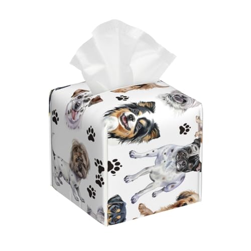 Quadratische Taschentuchbox aus Leder, niedlicher Hund, Welpen, Haustiere, Haustiere, Haustiere, Taschentuchhalter, quadratischer Taschentuchhalter, Organizer für Zuhause, Büro, Auto, Hotel, Quadratische Taschentuchbox aus Leder, niedlicher Hund, Welpen, Haustiere, Haustiere, Haustiere, Taschentuchhalter, quadratischer Taschentuchhalter, Organizer für Zuhause, Büro, Auto, Hotel, von Kaifanee