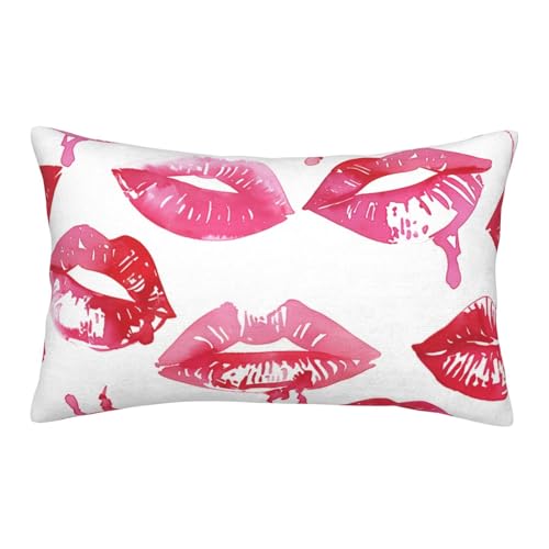 Superweiche und gemütliche flauschige Kissenbezüge mit Reißverschluss, romantischer roter Lippenstift, sexy Druck, gewaschene Mikrofaser, Hotelverschluss, 40,6 x 61 cm Superweiche und gemütliche flauschige Kissenbezüge mit Reißverschluss, romantischer roter Lippenstift, sexy Druck, gewaschene Mikrofaser, Hotelverschluss, 40,6 x 61 cm von Kaifanee