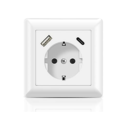 Kaifire Schutzkontakt Schuko Steckdose mit USB Anschluss und Typ C (Max.3.4A) System 55 Reinweiß Unterputz Wandsteckdose Passt in Standard Unterputzdose, für Smartphone Kaifire Schutzkontakt Schuko Steckdose mit USB Anschluss und Typ C (Max.3.4A) System 55 Reinweiß Unterputz Wandsteckdose Passt in Standard Unterputzdose, für Smartphone von Kaifire