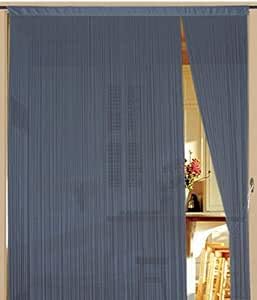 Kaikoon Fadenvorhang 150 cm x 300 cm blaugrau in B1 schwer entflammbar von Kaikoon