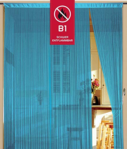 Kaikoon Fadenvorhang Fadenstore Messe B1 schwer entflammbar 90 cm x 240 cm (BxH) hellblau Neu von Kaikoon