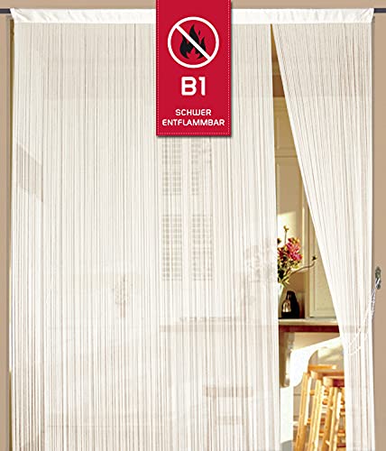 Kaikoon Fadenvorhang Vorhang Fadenstore Fadengardine Messe 100 cm x 200 cm perlweiß Creme von Kaikoon