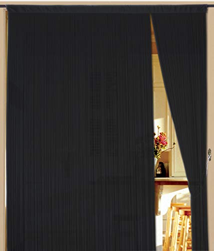 Kaikoon Fadenvorhang Vorhang Fadenstore Fadengardine Messe 150 cm x 300 cm schwarz Neu von Kaikoon