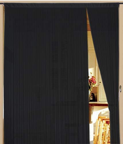 Kaikoon Fadenvorhang Vorhang Fadenstore Fadengardine Messe 150 cm x 300 cm schwarz (Neu) von Kaikoon