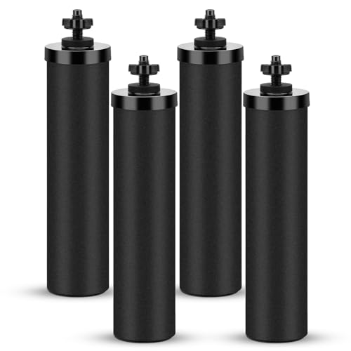 Wasserfilter Ersatz für Berkey, NSF/ANSI 42 zertifiziertes Wasserfiltersystem, schwarze Aktivkohlefilterelemente, kompatibel mit Berkey BB9-2 Schwerkraft-Filtrationssystem, 4 Stück von Kainasch