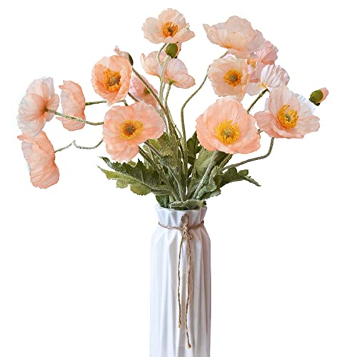 Kainonnan Künstliche Blumen, 5 Stück, Mohnblumen, künstliche Seidenblumen, für Zuhause, Büro, Hochzeit, Outdoor-Dekoration (Koralle) von Kainonnan